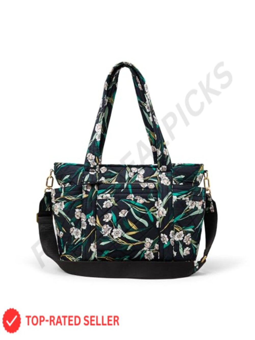 Cotton Quilted Tote Handbag with Padded Handles Crossbody